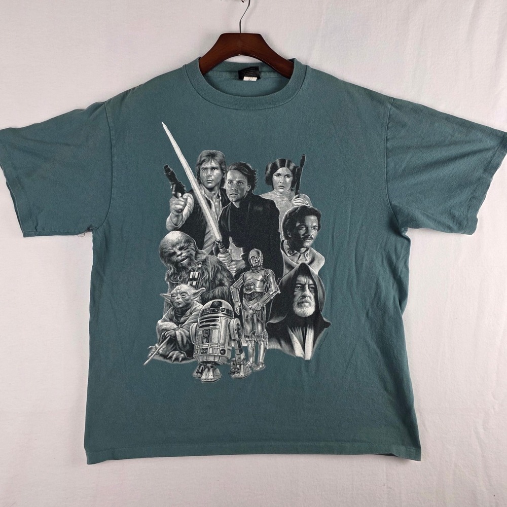 Changes Vintage Star Wars Heroes Cast Graphic Men's Promo T-Shirt Teal XL